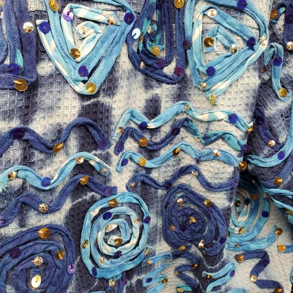 Pushpa Women’s Sequins Vintage Blazer Jacket Medium Size M Blue FLAW - Picture 2 of 12